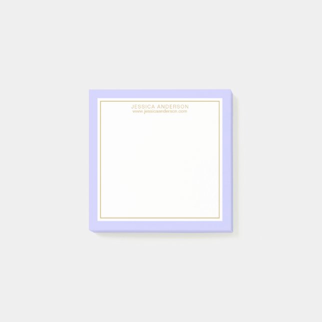 Post-it® Élégante Périwinkle moderne/White/Gold Personnalis (Devant)