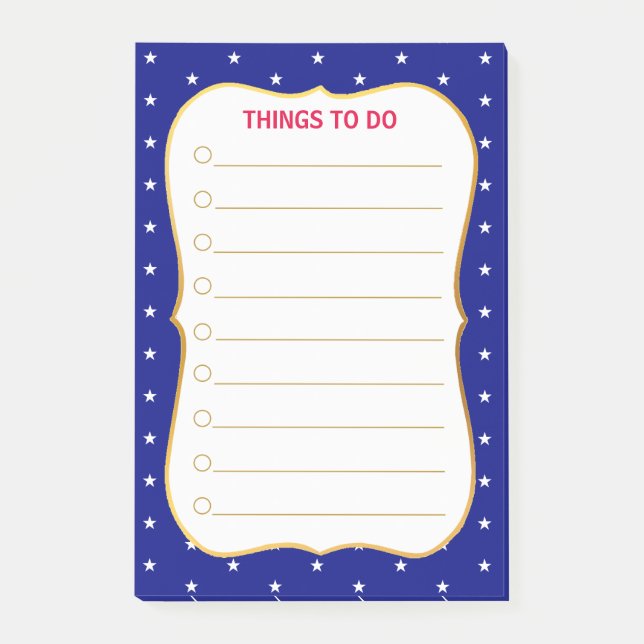 Post-it® Élégantes Étoiles sur des choses bleues à faire (Devant)