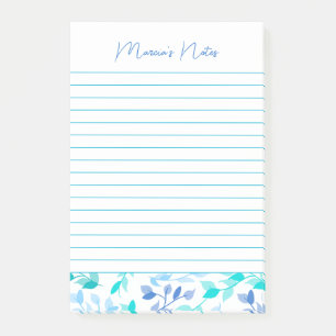 Post-it® Élégantes Fleurs Bleues Modernes Personnalisées