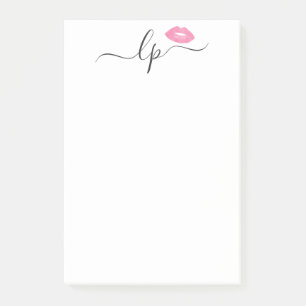 Post-it® Élégantes lèvres roses manuscrites calligraphie