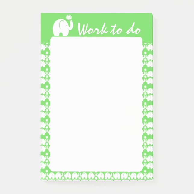Post-it® Eléphant avec Motif de marguerite (Devant)