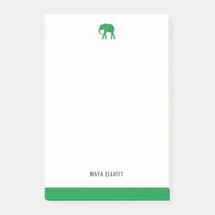 Post-it® Eléphant blanc et vert brillant et bordure, nom