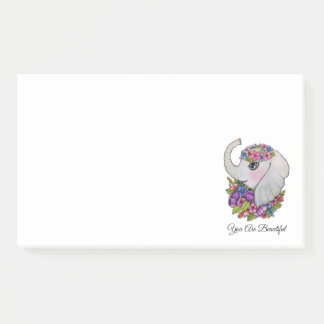 Post-it® Eléphant Cute Avec Fleurs Sauvages En Aquarelle