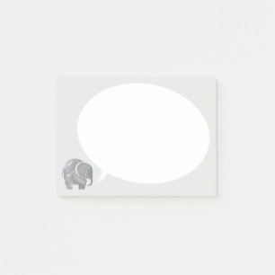 Post-it® Éléphant Gris avec Bulle de Parole sur Gris Clair