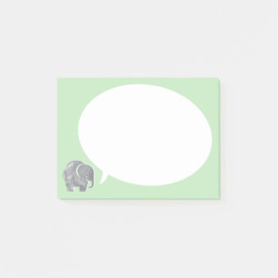 Post-it® Éléphant Gris avec Bulle de Parole sur Vert Gazon