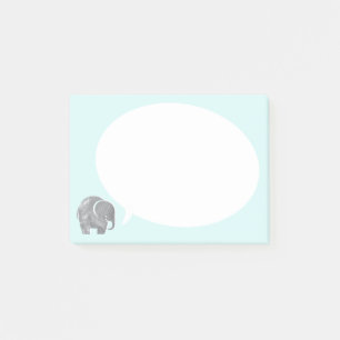 Post-it® Elephant gris avec bulle vocale sur bleu glace