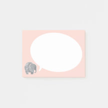 Elephant gris avec bulle vocale sur Shell rose