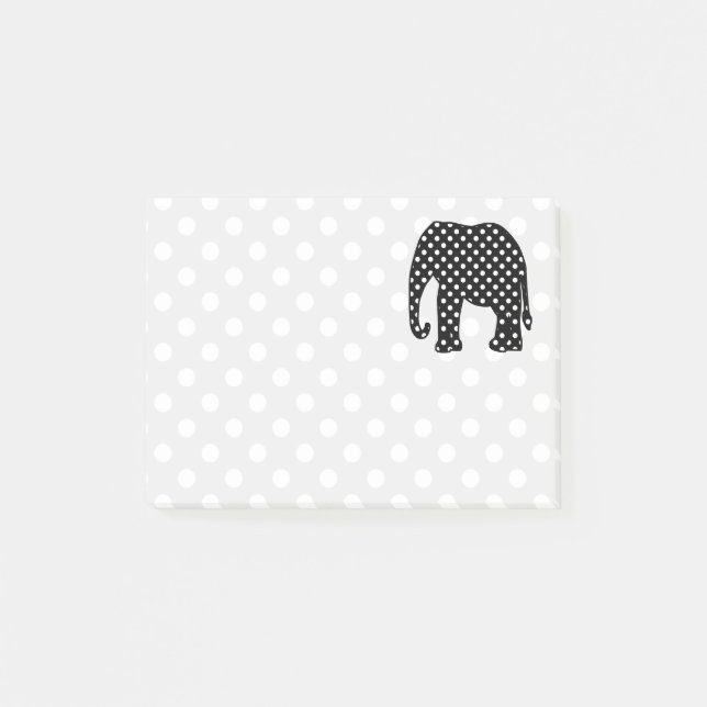 Post-it® Éléphant noir et blanc de pois (Devant)