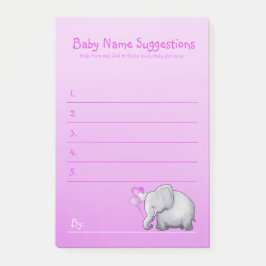 Post-it® Eléphant rose Cute Baby Girl Douche Suggest Name