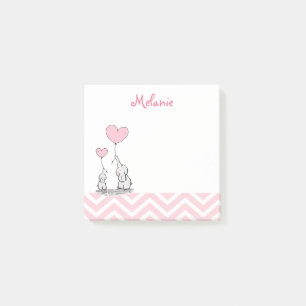 Post-it® Éléphant Rose Pastel Personnalisé Bébé Fille
