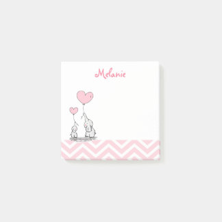 Post-it® Éléphant Rose Pastel Personnalisé Bébé Fille