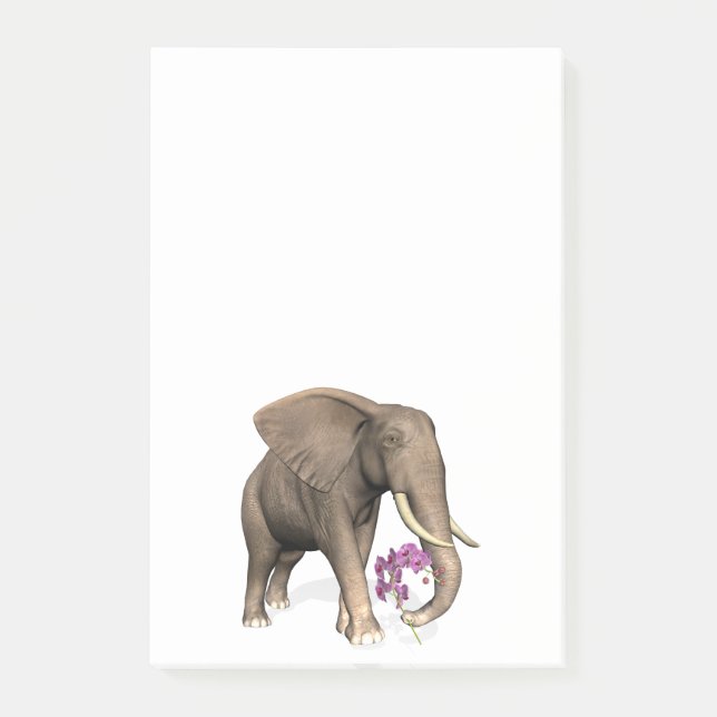 Post-it® Elephant With Pink Orchid (Devant)