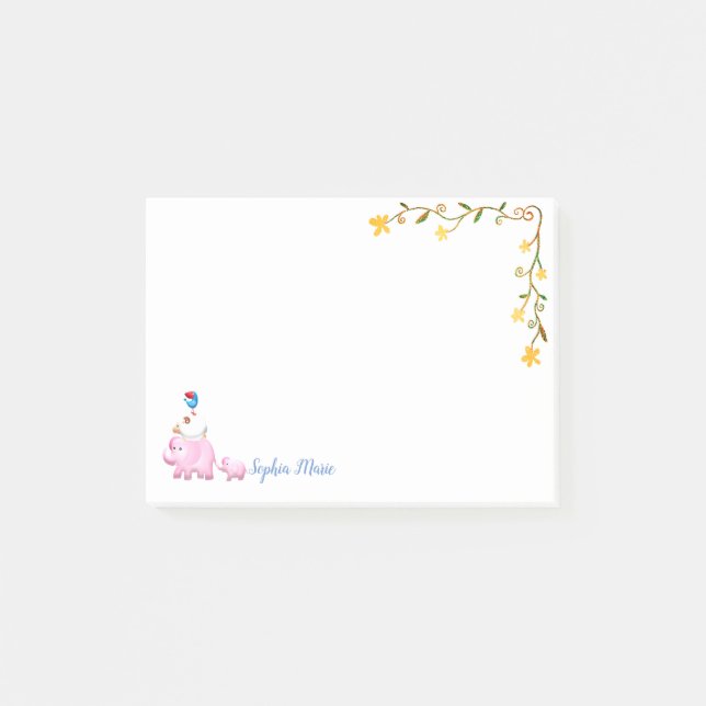 Post-it® Eléphants, moutons et oiseaux Tour des animaux (Devant)