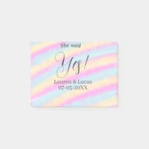 Post-it® Elle a dit oui fête de fiançailles rose bleu jaune