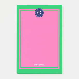 Post-it® Emerald Green Navy Hot rose encadré 1I Monogramme