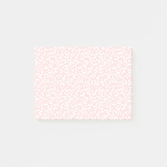 Post-it® Empreinte de léopard blanc rose pâle (Devant)