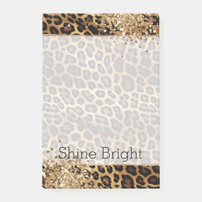 Post-it® Empreinte de léopard Gold Glitzy Parties scintilla (Devant)
