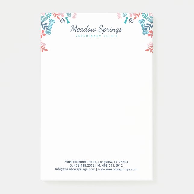 Post-it® Empreinte de patte à fourrure et à feuillage de fl (Devant)