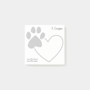 Post-it® Empreinte de patte personnalisé sur le coeur