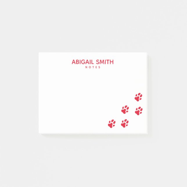 Post-it® Empreintes de pattes de chien rouge mignons - Pers (Devant)