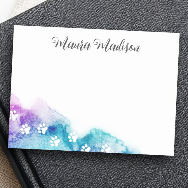 Post-it® Empreintes de pattes sur aqua violet aquarelle mig (Paw prints on aqua purple watercolor cute post-it notes)