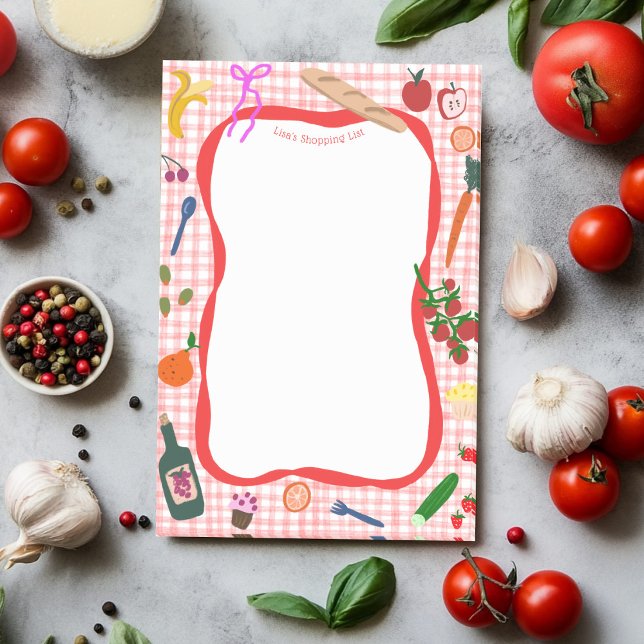 Post-it® en vichy Liste de magasins sur mesure (Gingham Picnic Cute CUSTOM Shopping List Grocery Post-it Notes
)