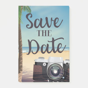 Post-it® Enregistrer la date vintage Caméra et plage
