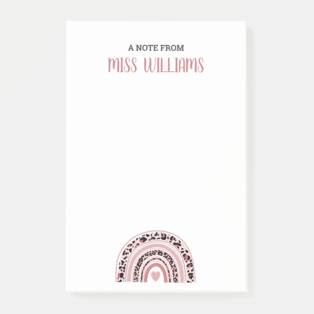 Post-it® Enseignant Boho Empreinte de léopard arc-en-ciel (Devant)