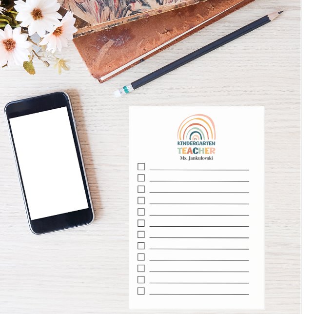 Post-it® Enseignant de maternelle boho arc-en-ciel personna (Créateur téléchargé)