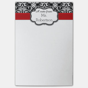 Post-it® Enseignant du ruban rouge noir/blanc Damas/femme