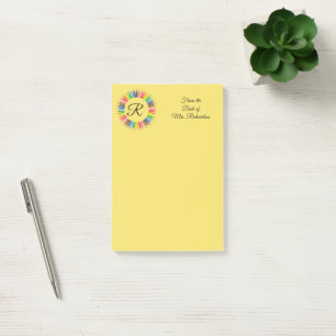 Post-it® Enseignant Personnalisé Crayon couleur Monogramme 