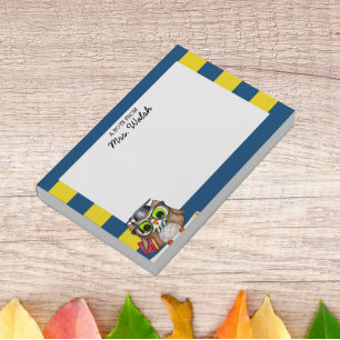 Post-it® Enseignant personnalisé Smart Owl Blue Gold