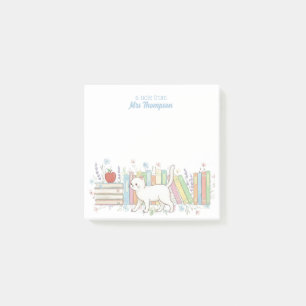 Post-it® Enseignant qui aime les livres & chats Personnalis