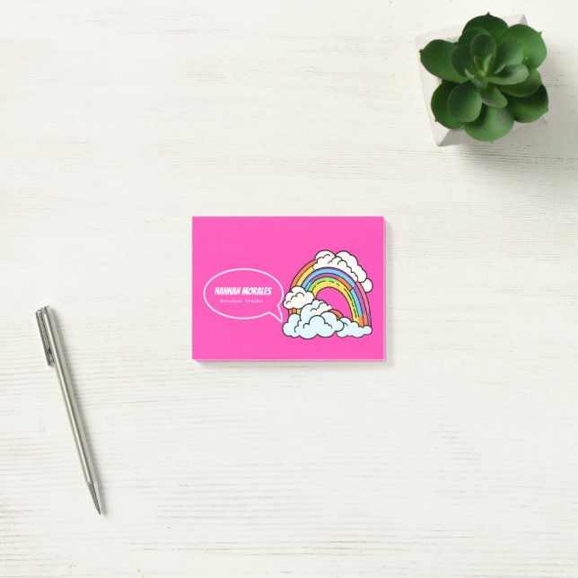 Post-it® Enseignante de maternelle Illustrative Arc-en-ciel (Bureau)
