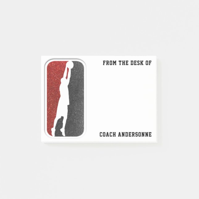 Post-it® Entraîneur de basket-ball rouge et noir (Devant)