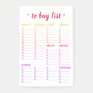 Post-it® Épicerie colorée pour acheter des notes de