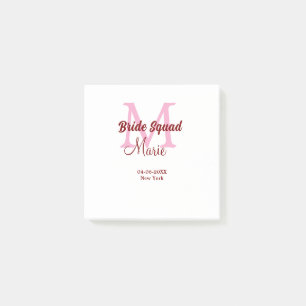 Post-it® Équipe de mariée ajoutez nom monogramme demoiselle