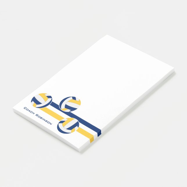 Post-it® équipe or bleu couleurs volleyballs rayures (Incliné)