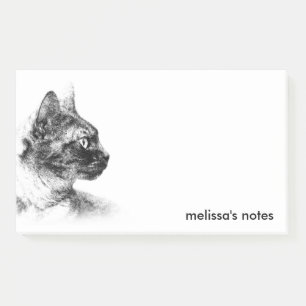 Post-it® Esquisse de profil de chat gris Stella