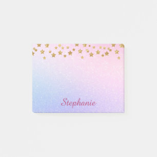 Post-it® Étoiles d'or de Parties scintillant rose pastel