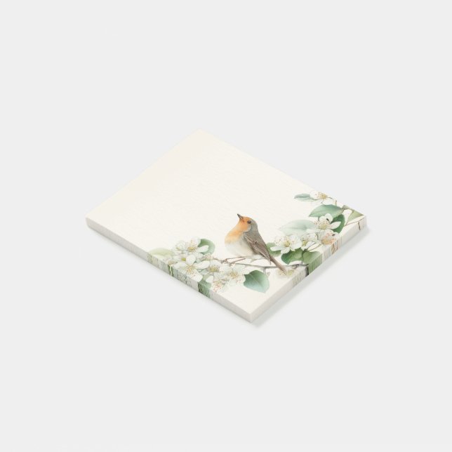 Post-it® European Robin & Hawthorn – Editable Botanical Wed (Incliné)