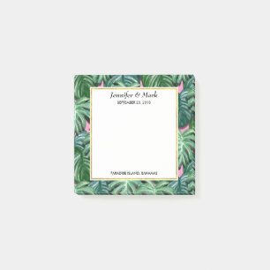 Post-it® Exotic Green Feuille Motif Mariage