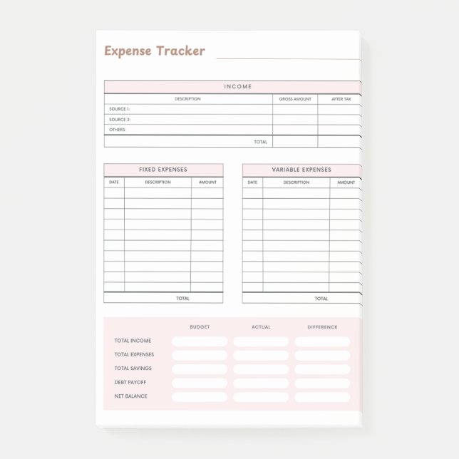 Post-it® Expense Tracker Post-It Notes (Devant)