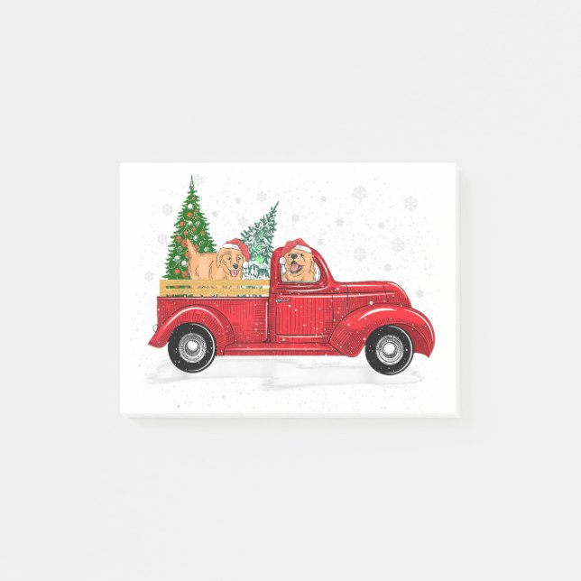 Post-it® Extrait d'or à bord d'un camion rouge Noël (Devant)