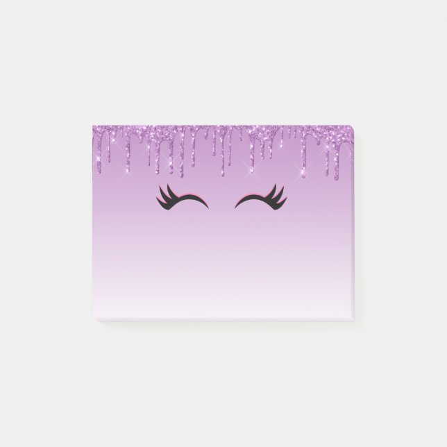 Post-it® Eyelashes rose et noir élégant sur Parties scintil (Devant)