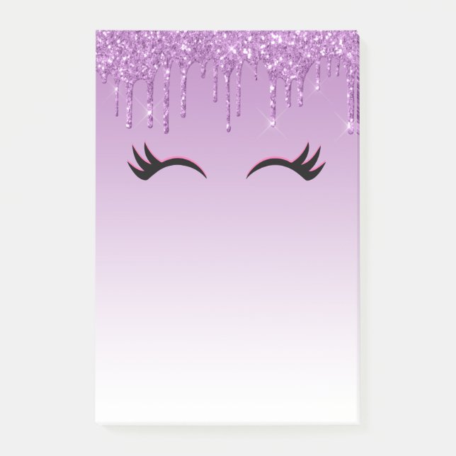 Post-it® Eyelashes rose et noir élégant sur Parties scintil (Devant)