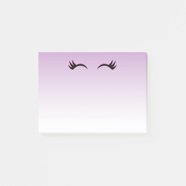 Post-it® Eyelashes rose et noir élégants sur dégradé violet (Devant)