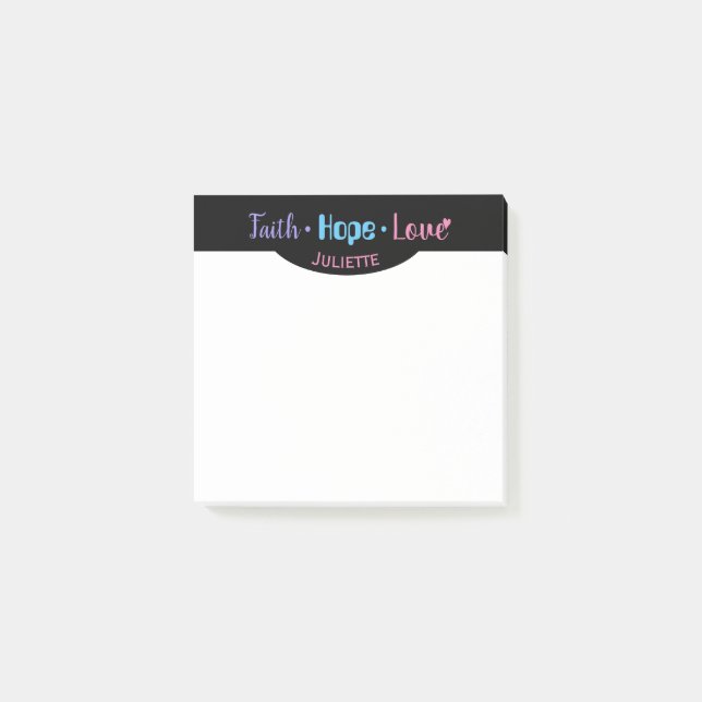 Post-it® Faith Hope Love Heart Inspirational Christian 3x3 (Devant)