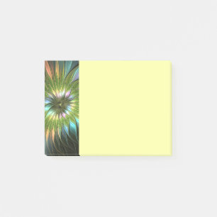 Post-it® Fantaisie de fleurs fractales en couleurs lumineus