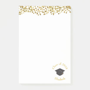 Post-it® Faux Gold Confetti & Graduation Cap Classe de 20xx
